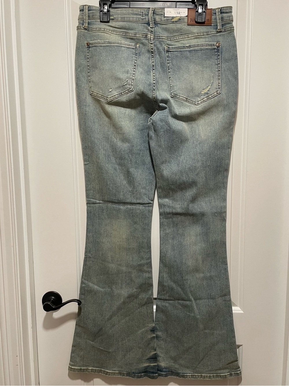 Judy Blue Retro Stretch! Mid Rise Tinted Pin Tack Detail Flare Jeans Sz 15 / 32 - Picture 5 of 16
